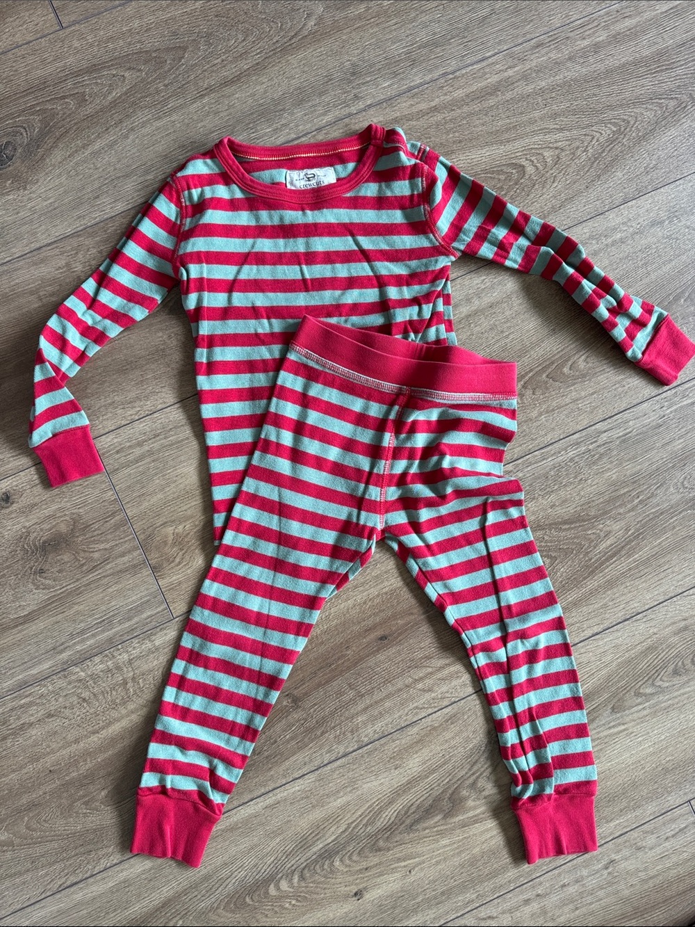 Crew cuts size 4 Kids Red and green Striped Cotton Pajama Set